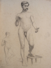 Nu masculino de pé - 2 croquis (academia)